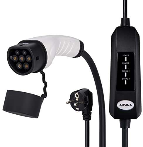ABSINA Ladekabel 5m für E-Autos SchuKo-Stecker auf Typ 2 EU Norm 62196