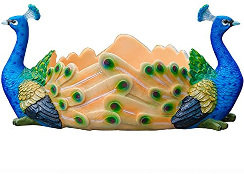 Garten Statuen Gartendeko Modern Blumentopf In Pfauenform, Kreative Gartenskulptur Aus Harz, Villa Balkon Ornamente (Color : Blue, Size : 30 * 16 * 15cm)