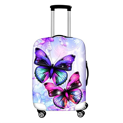 Hixingo Elastisch Kofferhülle Kofferschutzhülle, 3D Druck Koffer Schutzhülle Staubdichte Reisekoffer Hülle Trolley Case Schutzhülle Reisegepäckabdeckung (Helles Lila,XL (30-32 Zoll))
