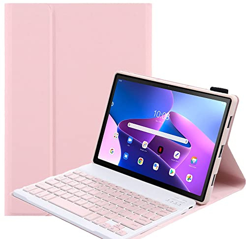 YHFZR Funda con Teclado para Lenovo Tab M10 Plus 3rd Gen 10,6'', Español Ñ Desmontable Magnética Bluetooth Teclado Inalámbrico para Lenovo Tab M10 Plus 3rd Gen 10,6'' TB-125FU/128FU, Rosa