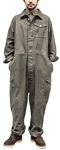ORANDESIGNE Herren Denim Latzhose Overalls Männer Cargo Jeanshose Retro Jumpsuit Arbeitshose Loose Fit Latzanzug P Grün XXL