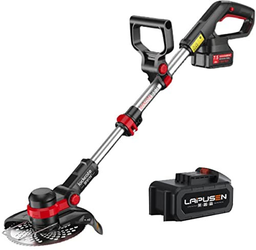 Cordless String Trimmer Grass Trimmer, Electric Handheld Garden Lawn Mower, Bdjustable Length 36V Grass Trimmer and Edger with 2 Battery, 8 Blades, for Lawn Trimming