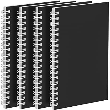 4 Pack Spiral Notebook A6 Wirebound Notebook Small Spiral Pocket Notepads | Mini Spiral Notepad A6 College Ruled Spiral Lined Notebooks with 50 Sheets 100 Pages Black Cover for Office School Supplies