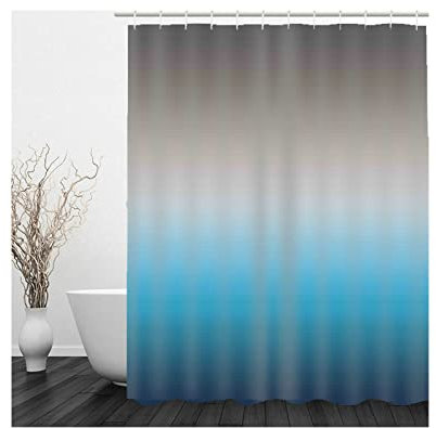 Whoiy Duschvorhang 180X180 Textil, Duschrollo Um Die Ecke Polyester Duschvorhänge Minimalismus Grau Blau für Outdoor Hotel