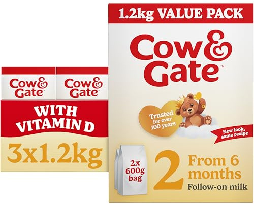 Cow & Gate 2 Follow On Baby Milk Powder Formula, 6-12 Months, 1.2K (Pack of 3) - Packaging May Vary