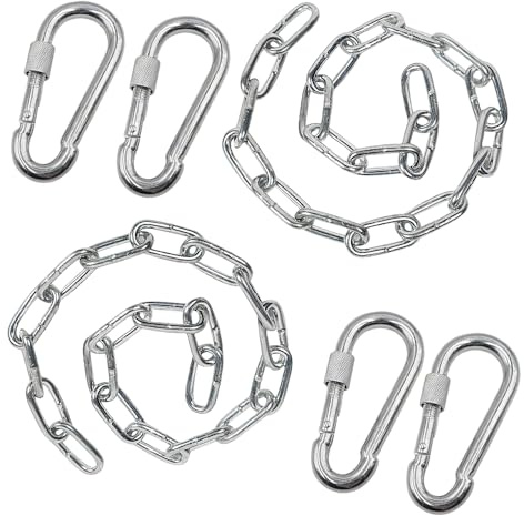 WHZAZGW Heavy Gate Chain Lock,Stainless Steel Gate Latches Link Lock with 2 Quick Locking Carabiner Clip Hooks for Livestock Horse Goat Cows Stall,Outdoor Fence Gate,Barn