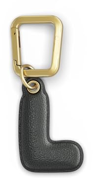 UNTAGS - Charm Buchstabe L - Material mit Ledereffekt - Inklusive Goldener Metallschnalle - Schwarz