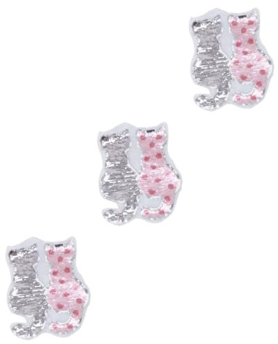 Lurrose 3St Kleidungsflicken Glitzer-Kleiderflicken Flicken aufnähen Aufnäher dekorativ Kleidung Pailletten aufkleber Taschen Patches Pailletten nähen die Katze Banner Zubehör kippen