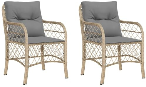 vidaXL Gartenstühle mit Kissen 2 STK. Beigemischung Poly Rattan