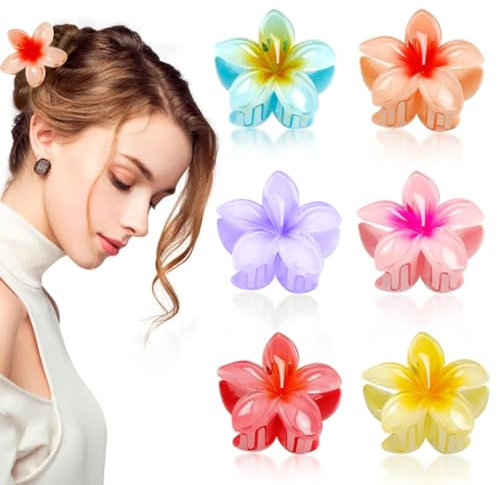 6 Stück Blumen Haarklammer - Haarspange Blume für Dickes Haar, Niedliche Acryl Haarklammern für Damen, Claw Clip Kann Als Geschenk für Mädchen Verwendet Werden
