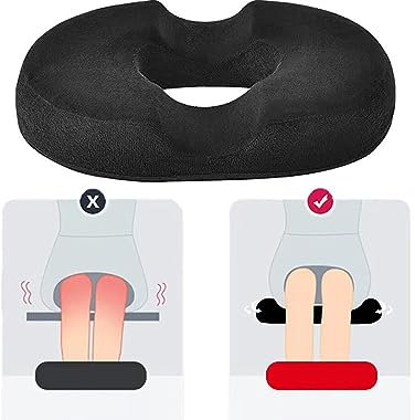 Yuehuamech Sitzkissen Memory Foam 3D Mesh Stoff Donut Kissen Büro Stuhl Kissen Butt Kissen für Ischias Steißbein Schmerzlinderung Büroarbeiter Auto Fahrer