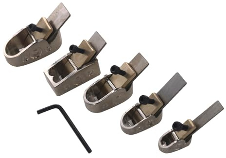 Luthier Tools, 5 Fingerhobelschneider in Verschiedenen Größen, Holzhobel, Handhobel mit Gebogener Sohle für DIY-Geige, Bratsche, Cello und Andere Holzinstrumente (SILVER)