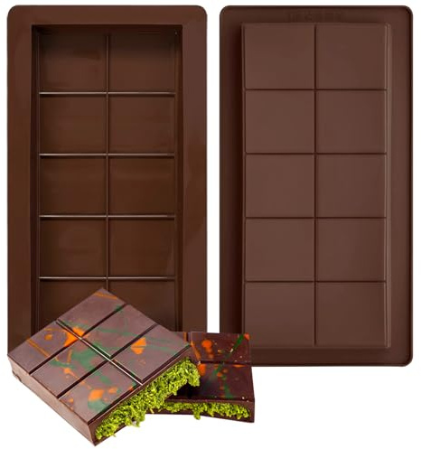 2 Pcs Silicone Chocolate Bar Molds, Deep Thick Large Chocolate Moulds, Multi-use Candy & Ice Cube Moulds for Baking