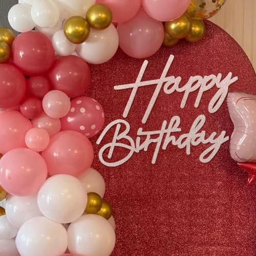 MASTRON Letrero de feliz cumpleaños en fieltro dorado rosa con purpurina para decoración de arco de globos, 1 unidad, unisex