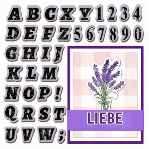 GLOBLELAND Retro Buchstaben Zahlen Cling Stamps 8.7X7 Text Haftstempel EVA Gummi Stempel Für Die Kartengestaltung Fotoalbum Papierbasteldekor DIY Scrapbooking