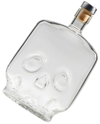 MAGICLULU Whisky Bottle Skull Pattern 700ml Glass Liquor Flask for Storage Display