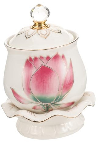 NZPOST Copa de Altar Budista, Copa de Altar Budista, Copa de Agua bendita, 3 Piezas, Copa de Agua bendita, Copa de Agua de Loto, Taza de cerámica para Templo