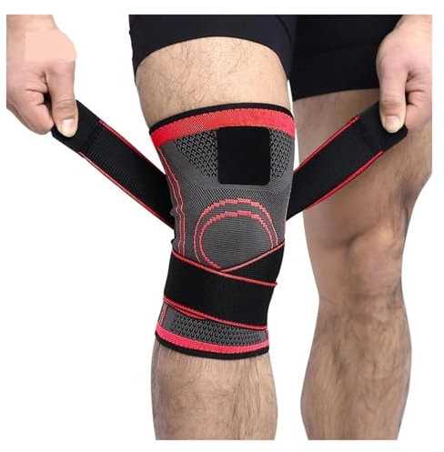 Kniebandage, Kniebandage, für Herren und Damen, Knieschützer, Laufen, Wandern, Meniskus (Rot, XXXL)