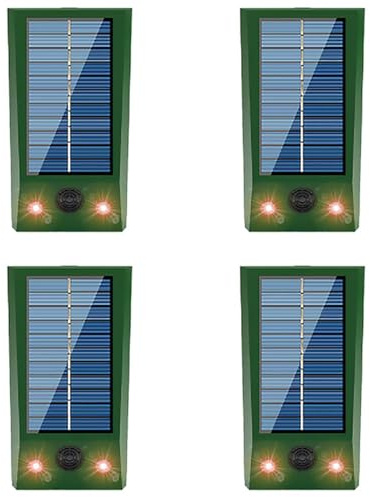 4X Un répulseur d'insectes pour Les Chats, Les Chiens, Les Oiseaux, Les écureuils, Les ratons, Les rongeurs, Les Lapins, Les Renards, Les Cerfs, etc. avec lumière LED de détection de Mouvement