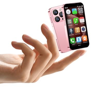 YOHOPE Téléphone Mini - Écran HD 3 Pouces - Double SIM - 2 Go RAM, 16 Go ROM - Reconnaissance Faciale - WiFi - Smartphone Compact Idéal pour Enfants et Sauvegarde de Données (Rose)