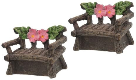 ifundom 2 Pezzi Mini sedia Miniature Carino Ornamento del giardino arredamento per decorazione del giardino Ornamenti da giardino Sgabello in miniatura piccola sedia Resina sintetica