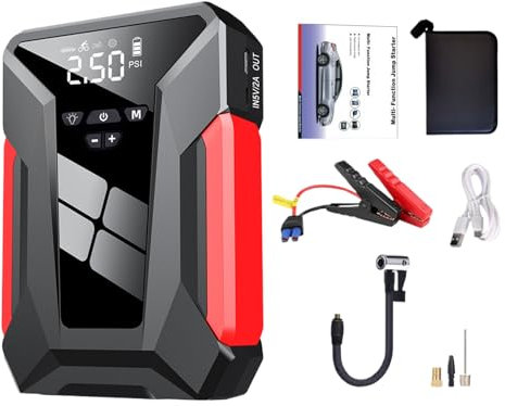 Démarreur de Batterie de Voiture - Boîte de Démarrage Portable pour Batterie de Voiture - Gonfleur Multifonction Pneus Extérieur Autonomie Prolongée