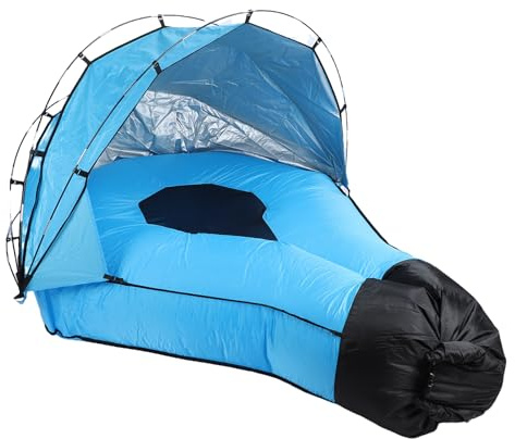 Fockety Aufblasbarer Liegeluftsofa mit Sonnenschatten, wasserdichte Aufblasbare Couch Im Freien, Einfacher Setup Strandstuhl Zum Campen, Wandern, Hinterhof, Musikfestival, Reisen
