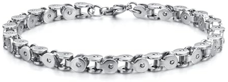 Beydodo Charms Armbänder, Armband Herren Edelstahl 5MM Fahrradkette Gliederarmband Freundschaftsarmband Personalisierte Armbänder Männer Silber 21CM