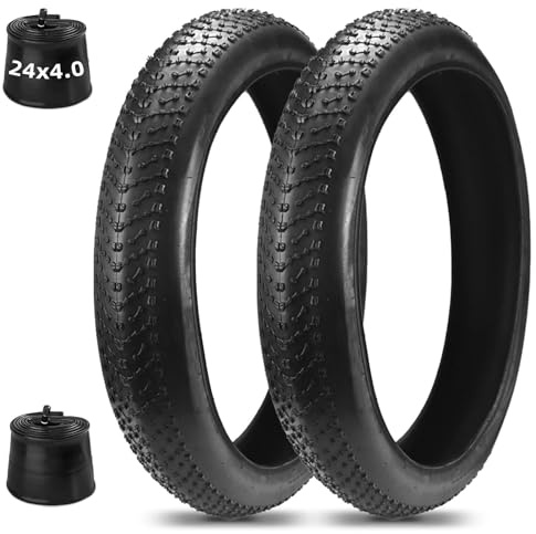 20/24/26x4.0 Inch Puncture Proof All Season Tires - Heavy Duty E-Bike Replacement Set with Inner Tubes for Mountain/Snow/Beach Fat Tire Bikes(26x4.0 in)