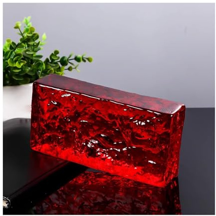 High Transparency Glass Blocks Privacy Protection Clear Crystal Brick for Bar Hotels Bedroom Living Room Partitions(Red)