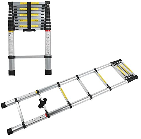 Scala telescopica in alluminio, 8 m, 7 m, 6 m, 5 m, 4 m, 2 m, leggera, portatile, facile da riporre per campeggio, soffitte per interni ed esterni, perfetta per tetti di camper e altro ancora