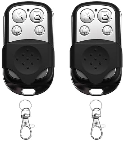 2 Pezzi Telecomando Universale Cancello 433,92 MHz Codice Fisso Bip Cancello Telecomando Garage Senza Fili a 4 Pulsanti Coperchio Scorrevole Porta Chiavi per Porta del Garage Elettrico e Auto
