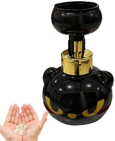 Dispenser di sapone in schiuma di gatto, bottiglia di pompa per la lavandinos per gatto nero crea bolle a forma di zampas, pressa saponi riutilizzabili, decorazione di Halloween spettrale