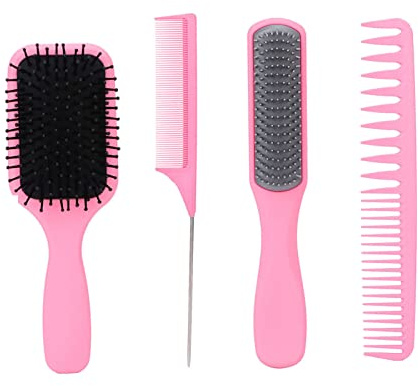 Pour 4pcs, pour les brosses à cheveux en jeu, démêlant la brosse à palette, pinceau de style professionnel, peigne à deux dents, peigne à queue, pour les femmes et les hommes (En boîte)