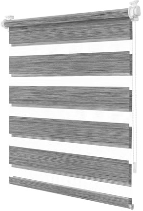 TFSKY Doppelrollo Klemmfix ohne Bohren Marmor-Grau B75 x H130 cm | Stoffbreite 70cm, 100% Polyester, Fenster Rollos für innen, Lichtregulierung & Sichtschutz, Höhe Stufenlos Verstellbar