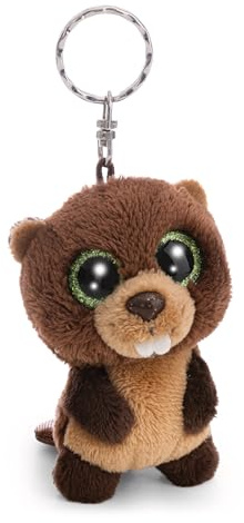Glubschis, Bobston 63041 - Portachiavi con Peluche a Forma di Castoro, da attaccare allo Zaino o alla Borsa, per Grandi e piccini, 9 cm, Marrone