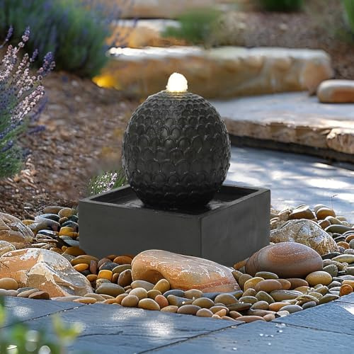 Charles Bentley Arno Sphere Water Feature with LED Lights - Mains Powered