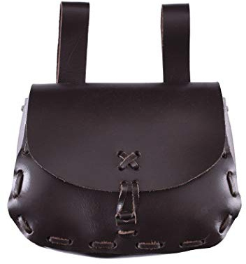 Ulfberth Mittelalter Gürteltasche Echtleder, Dunkelbraun | Bauchtasche für Damen und Herren, Wikinger Reenactment, für den Gürtel, Karneval Kostüm, LARP