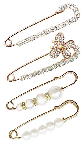 Brosche Pin für Damen Große Mode Gold Roségold Brosche Stifte Legierung Schmetterling Broschen Exquisite künstliche Perle Broschen für Anzüge Pullover Kleider Schals Hüte Schals Taschen (4 Stück)