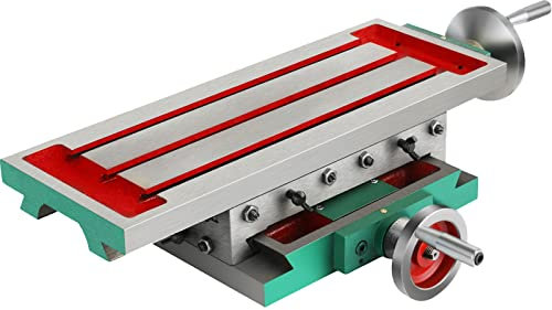 VEVOR Milling Table 17.7×6.7Inch Compound Slide Milling Table Multifunction Worktable Cross Milling Machine Compound 2 Axis 4 Ways for All Drill Stands Bench Drilling Milling Machine, Silver