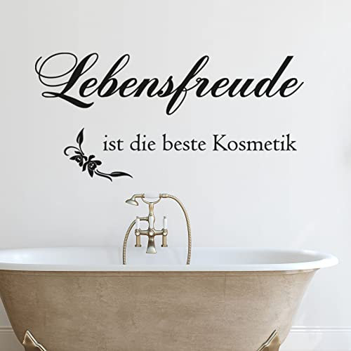 GRAZDesign Wandtattoo Bad Lebensfreude, Wandaufkleber Badezimmer Wand Aufkleber - 104x50cm / 010 weiss