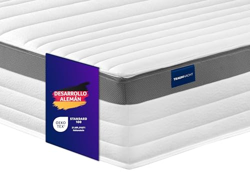 Traumnacht Exklusiv 7-Zonen 1.000er Tonnentaschenfederkernmatratze, Stiftung Warentest Testurteil Gut - Ausgabe 10/2023, 23 cm Premiumhöhe, Öko-Tex zertifiziert, Härtegrad 2 (H2), 160 x 200 cm