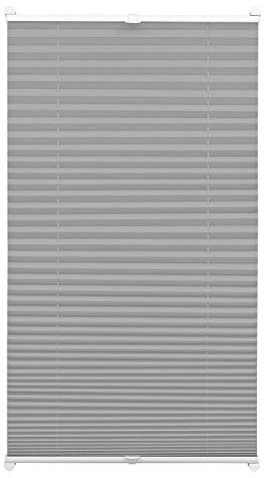 GARDINIA EASYFIX Plissee ohne Bohren, Zum Klemmen, Blickdichtes Falt-Rollo, Inkl. Aller Montage-Teile, 2 Bedienschienen, Schiefer, 45 x 130 cm