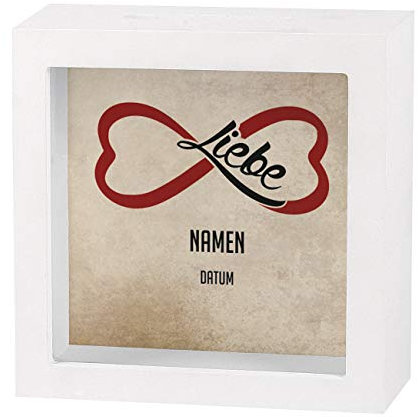 Herz & Heim® Bedruckte Bilderrahmen Spardose als Geldgeschenk zur Hochzeit - individuell für Sie erstellt mit Namen des Paares und Datum