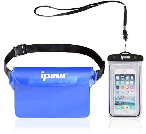 ipow Bolsa Impermeable y Funda Móvil Riñonera Protectora Impermeable al Agua Protector Teléfono Bolsa PVC Estanca para Playa Deporte Mar Natación