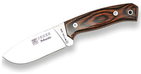 Joker Überlebensmesser Montés CR59, mit 10,5 cm rostfreier MOVA-Klinge, Ausdauergriff, braune Lederscheide, Werkzeug für Fischerei, Jagd, Camping und Trekking