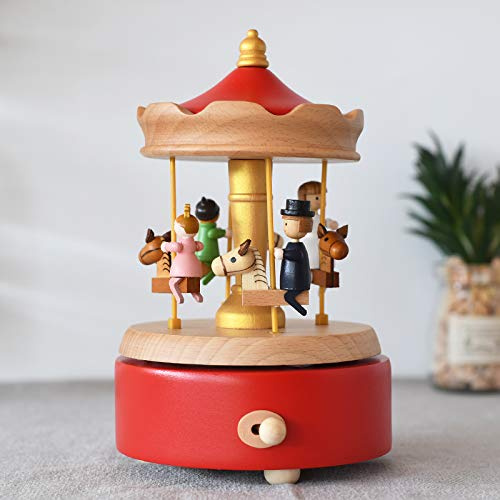 RecontraMago Caja de Música - Diseños con Movimiento Madera - para niños y niñas Mujer Bailarina navideñas Vintage (TIOVIVO)