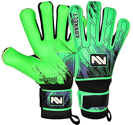 CONNECT Torwarthandschuhe Premium Grip, Torwarthandschuhe für Kinder, Jugendliche & Erwachsene, Fußballhandschuhe mit Fingerschutz, Torwart-Handschuhe (Fluorescent Green, 7)