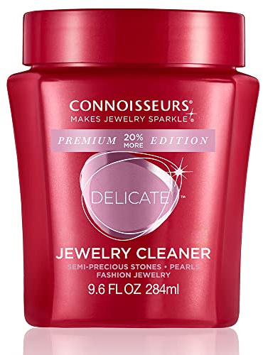 Connoisseurs Premium Edition Delicate Jewelry Cleaner Solution for Pearls, Gemstones, and Fashion Jewelry - 9.6 fl oz - Restores Brilliance in Seconds
