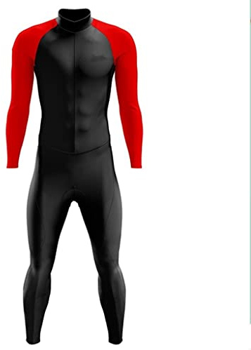 CYTSH Atmungsaktiver Radklage Herren, Triathlon-Set, einteiliger Overall, Lange Ärmel/Hosen, mit Taschen 9d Gel. Pad, MTB Passen (Color : 01, Size : X-Large)